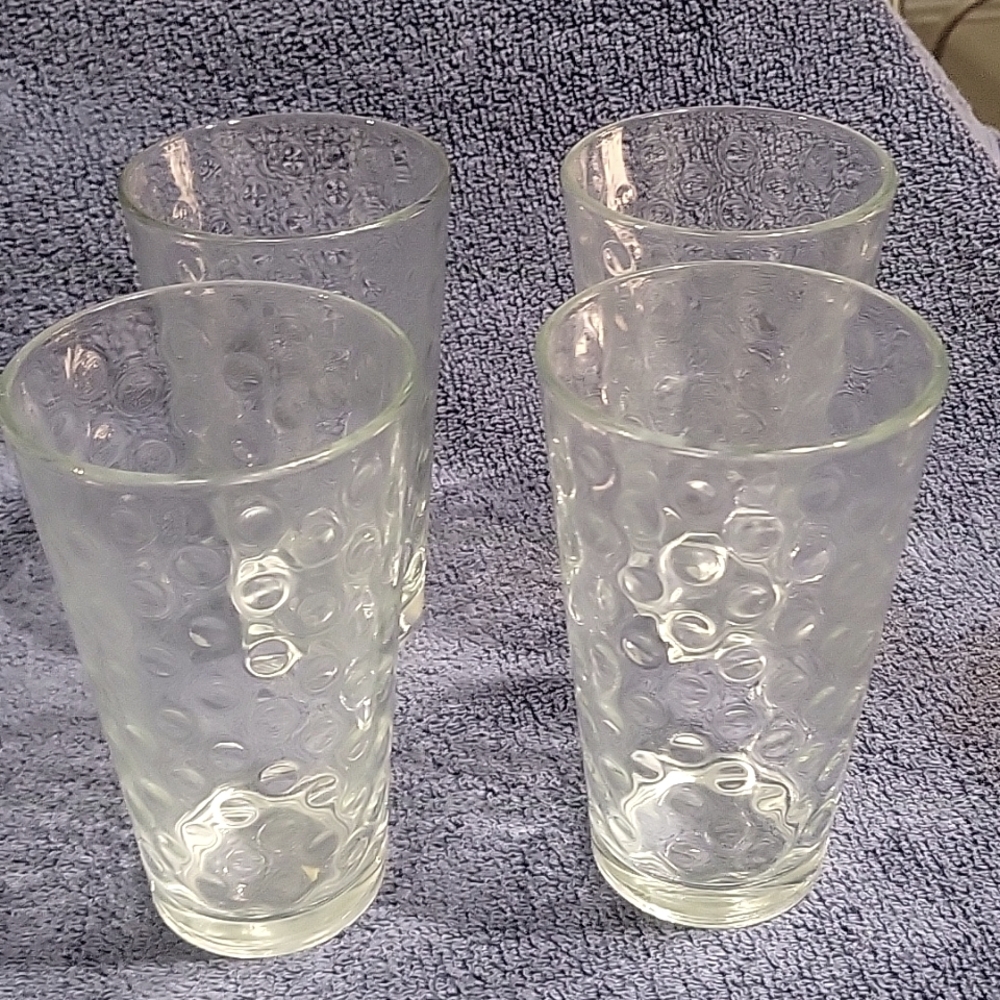 Libbey dot highball glasses clear set of 4 excellent condition. Vintage & nice!